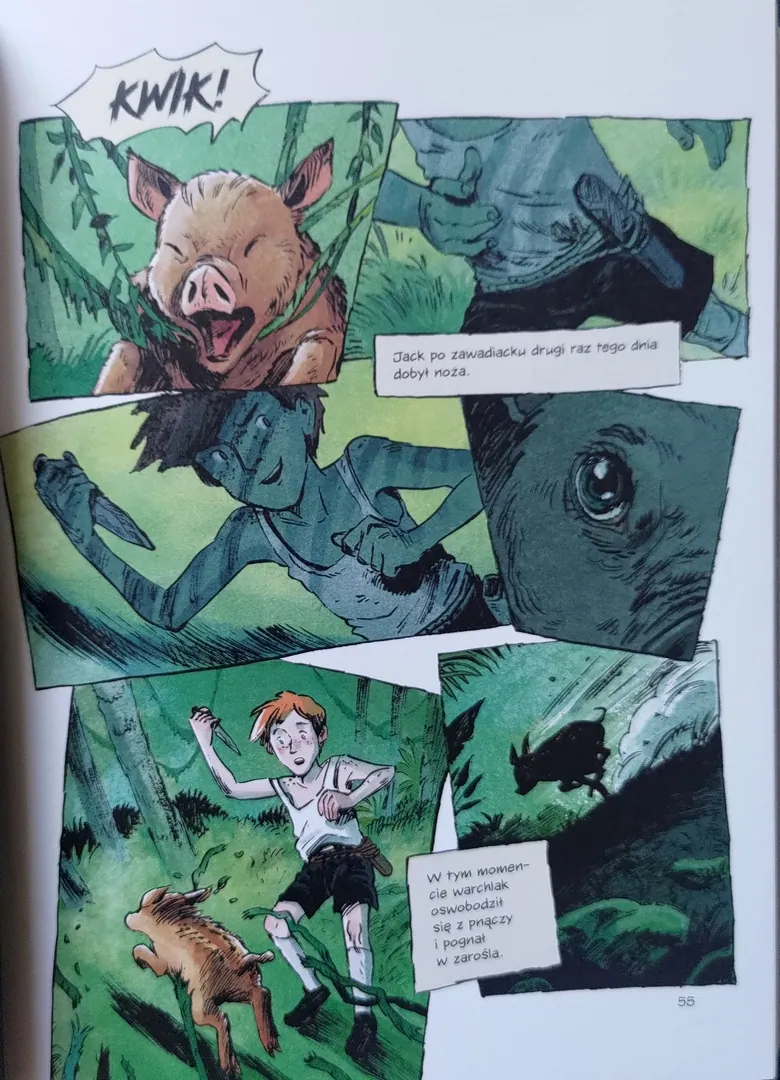 strona komiksu "Władca much"